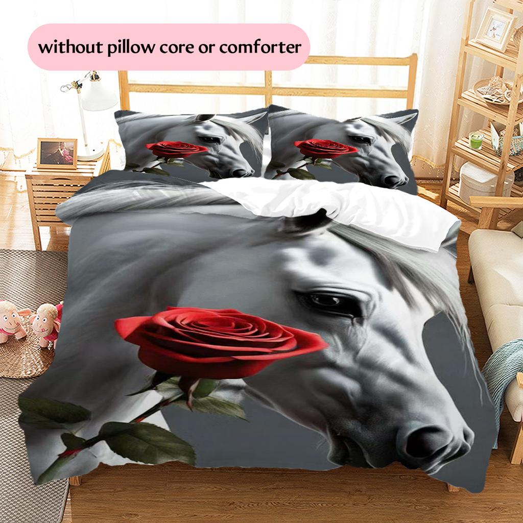 1PC Horse Bedding Quilt Set Quilt Cover Pillowcase Home Decoration Birthday Gift (1 * duvet cover + 15 * pillowcase, without core)
