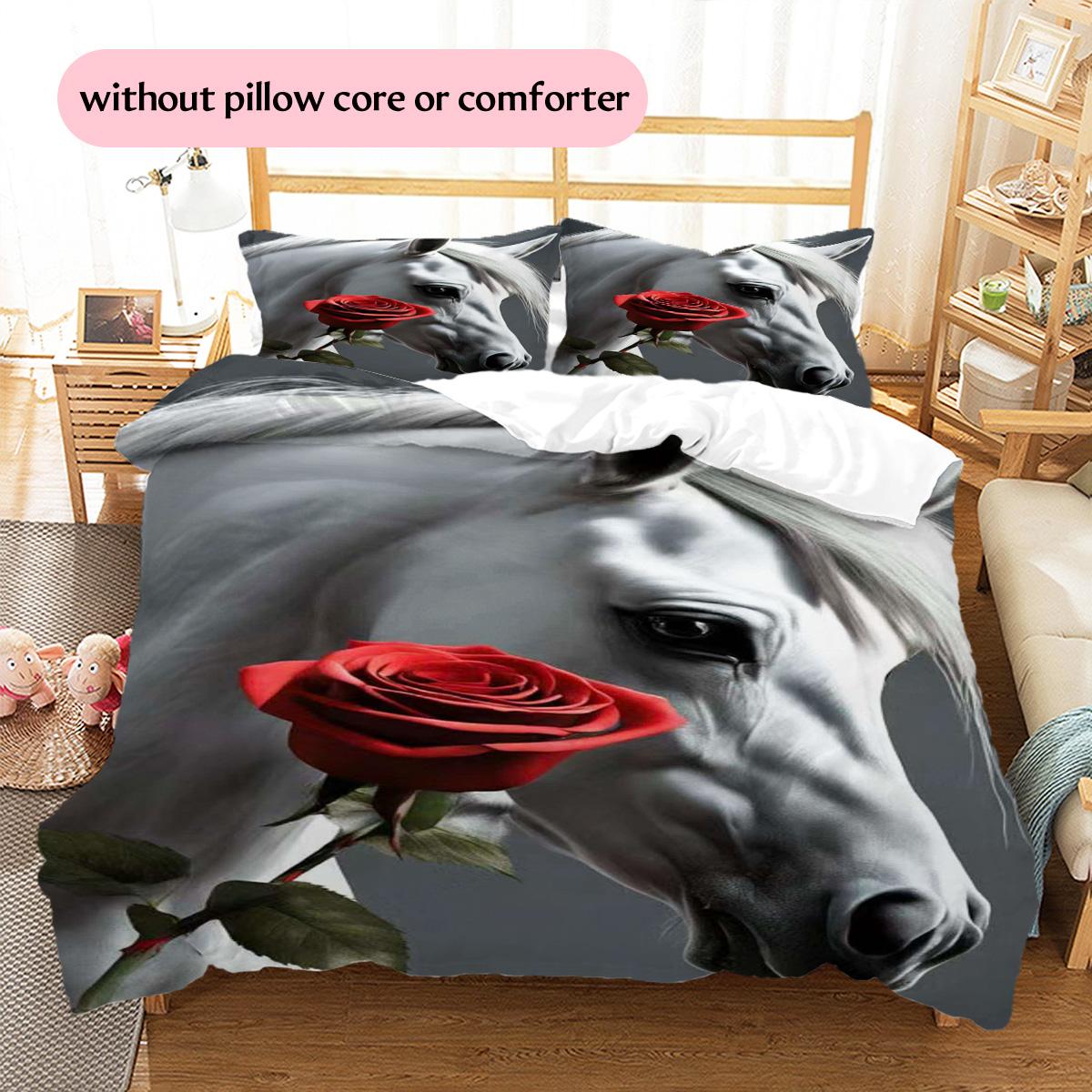 

1PC Horse Bedding Quilt Set Quilt Cover Pillowcase Home Decoration Birthday Gift (1 * duvet cover + 15 * pillowcase, without core) 135x200cm