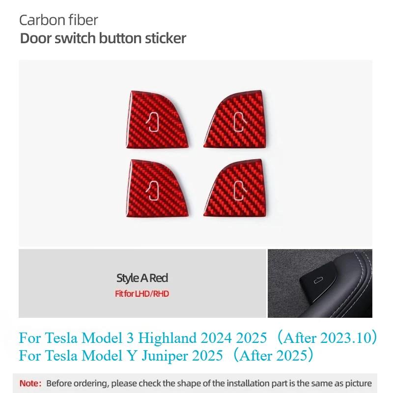 Door Switch Button Sticker for Tesla Model 3 Y 2019-2025 Carbon Fiber Car Interior Door Switch Button Trim Stickers Accessories