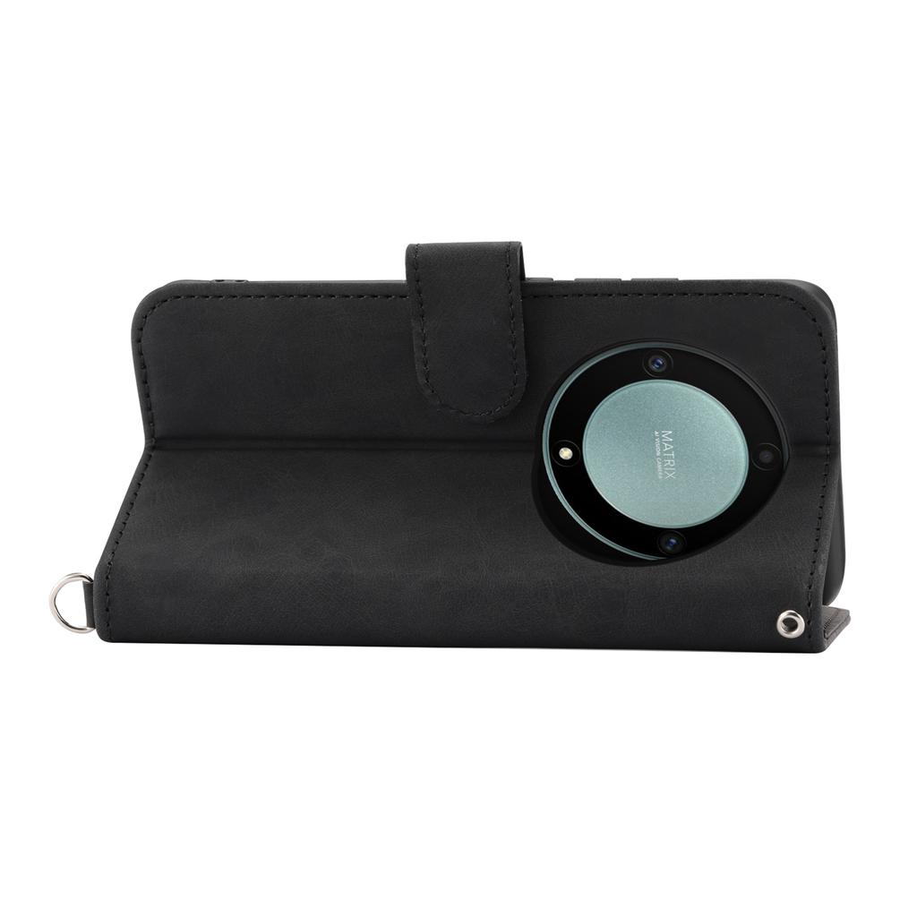 Phone Case For Honor Magic8 Lite 5G / X70 5G / X9d 5G Flower Pattern PU Leather Wallet Cover with Strap