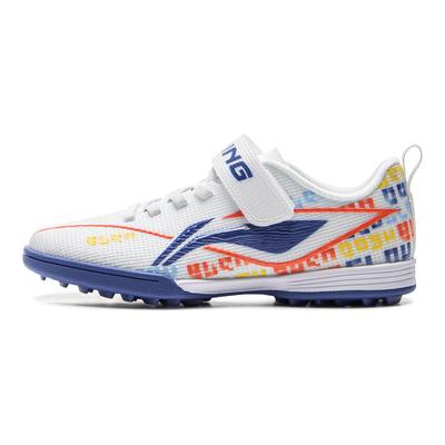 Li Ning Youth Soccer Shoes Fashion Sports Simple Low Top Soccer Shoes Kids Soccer Shoes Standard-White Deep-Blue YKGV004-1