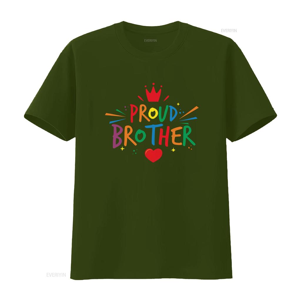 Colorful Proud Brother T Shirt for Men with Crown and Heart Design Perfect Celebrations Vintage Washed Designer Clothes