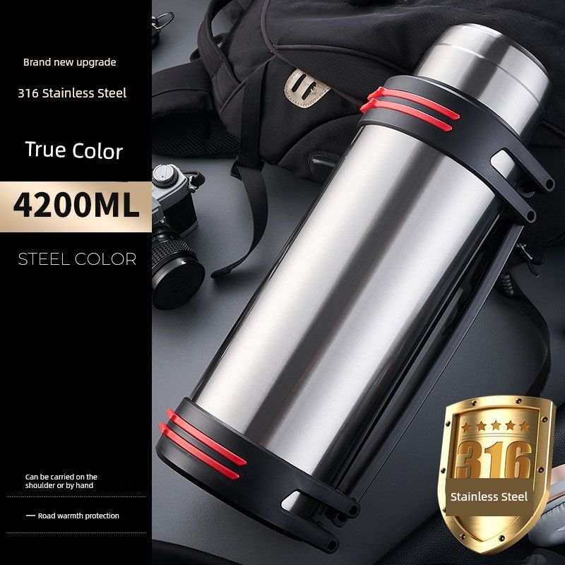Thermos Kettle, Outdoor Large-Capacity Thermos Cup, Portable Car Water Bottle for Men and Women, Construction Site Household Anti-Fall Thermos Bottle