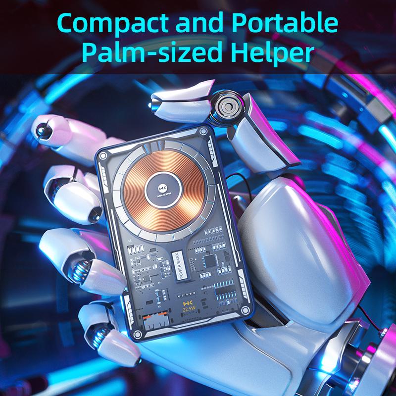 Magsafe Power Bank Portable Battery For Mobile 15w Magnetic Wireless Transparent Led Display 22.5w Wired Fast Charge