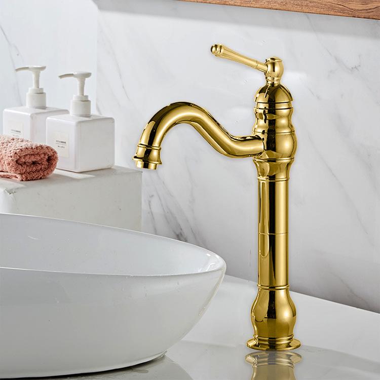 Antique Brass Basin Vessel Sink Faucet Deck Mounted Single Hole Cold Hot Water Mixer Tap Bathroom Basin Faucet Mixers Taps Black