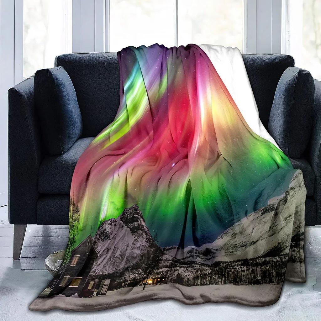Coperta Ponderata Aurora Boreale King Queen Size Bella Coperta con Motivo Luminoso Calda Leggera Super Morbida per Divano Divanetto Letto