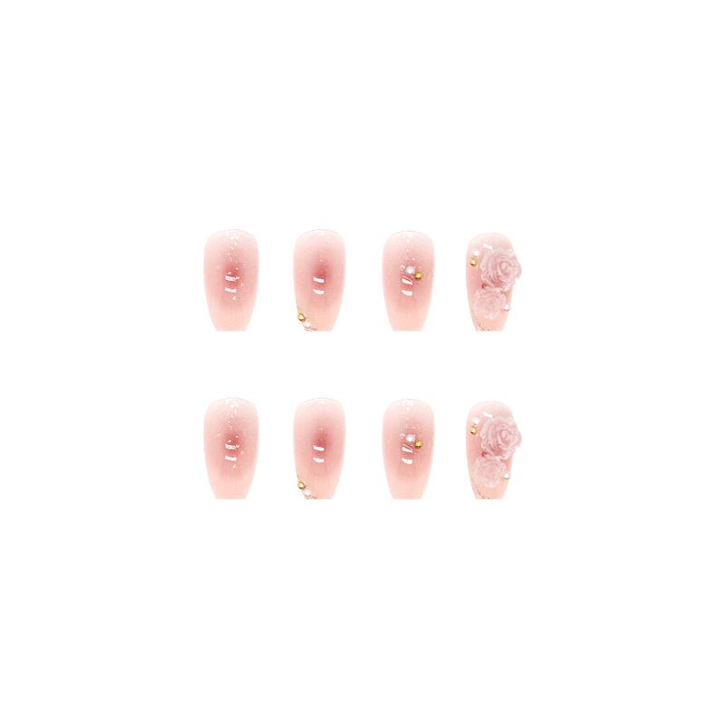 Relief tridimensional care schimbă lumina Camelia Piesă de unghii Unghie falsă Autocolant pentru unghii, care poate fi purtat, Evidențiere tridimensională Piesă de unghii cu diamante