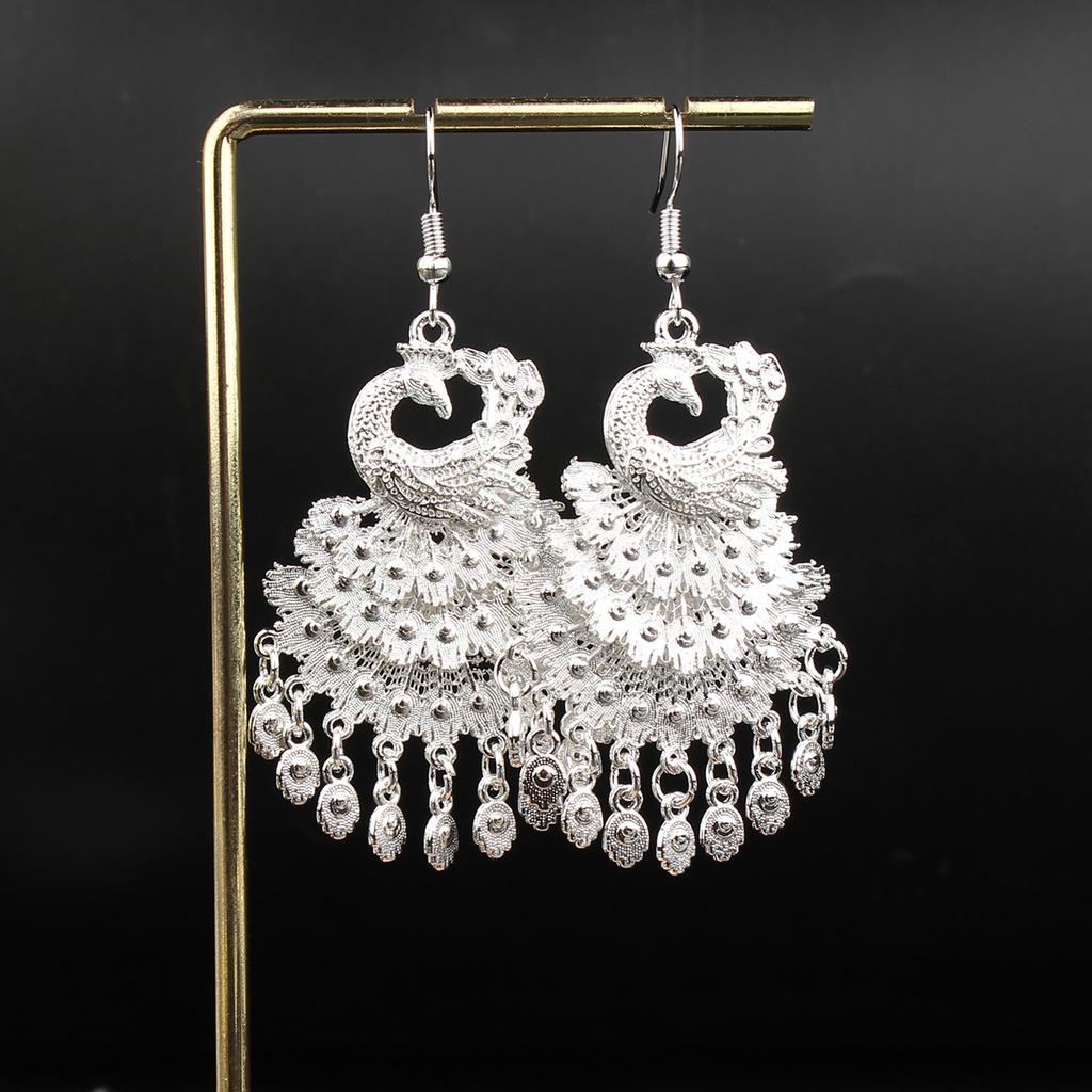 Turquoise Earrings Bohemian Drop Ear Earrings with Tassels, Geometric Alloy, Retro Style, Boastful Ear Accessories