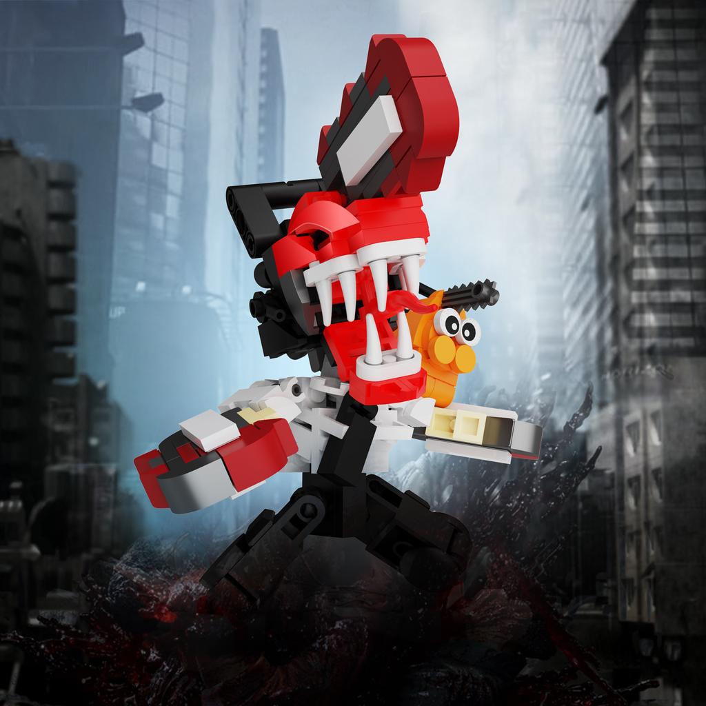 Latest In Chainsawed Man High-End Brickheadz Building Blocks Collection Cartoon Figures Denji and Dog Character Bricks Toy Children Gift