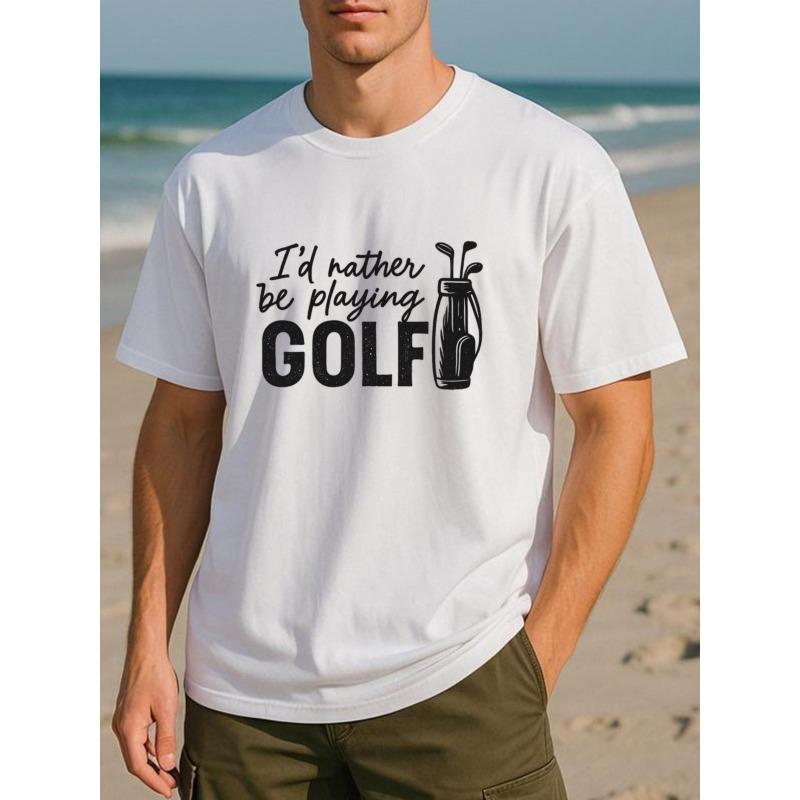 European sizes Fun I'd Rather Be Playing GOLF Men's Printed Short-sleeved Shirt, Medium Elasticity Fashionable Style