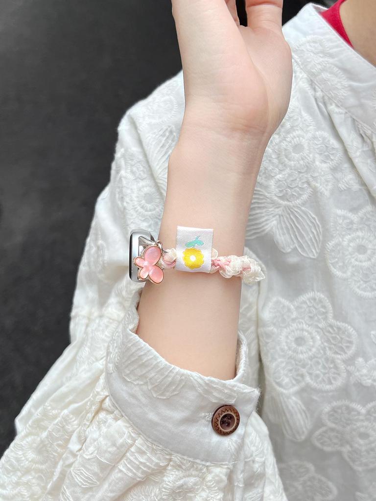 Kompatibel mit Xiaomi Smart Band 10 NFC: Neues elastisches Schleifen-Glitzer-Haargummi für Mädchen (Passt für Modelle 3-9).