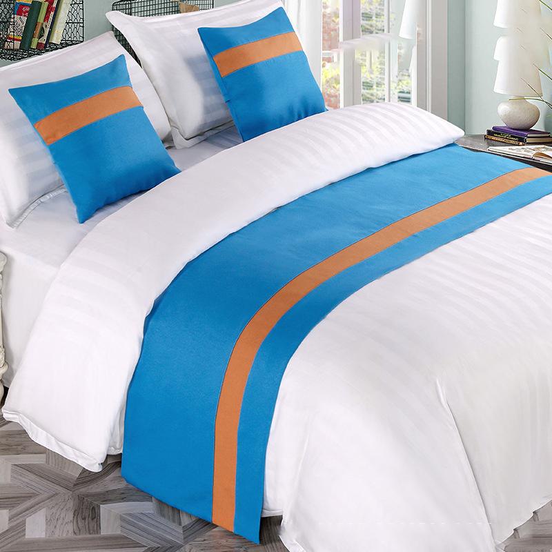 Nordic Style Simple Bed Flag Bed Runner With 2Pcs Pillowcase Home Hotel Wedding Decor Bed Spread Bedroom Decor Bed Tail Flag