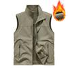 Men Winter Fleece Warm Vest Outdoor Windproof Waistcoat Stand Collar Double-Sided Vest Male