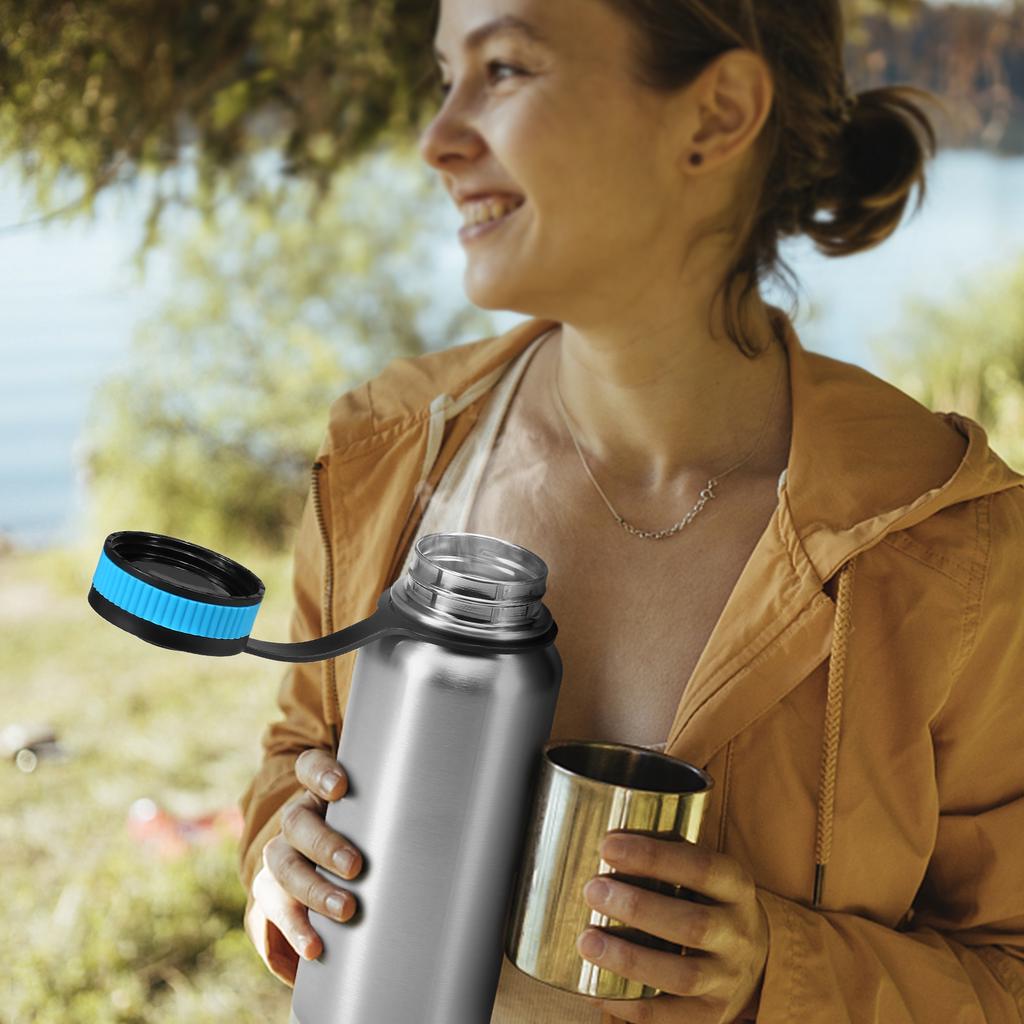 1000ml Stainless Steel Vacuum Insulated Water Bottle with 700ml Water Cup Hanging Pot for Outdoor Survival Camping