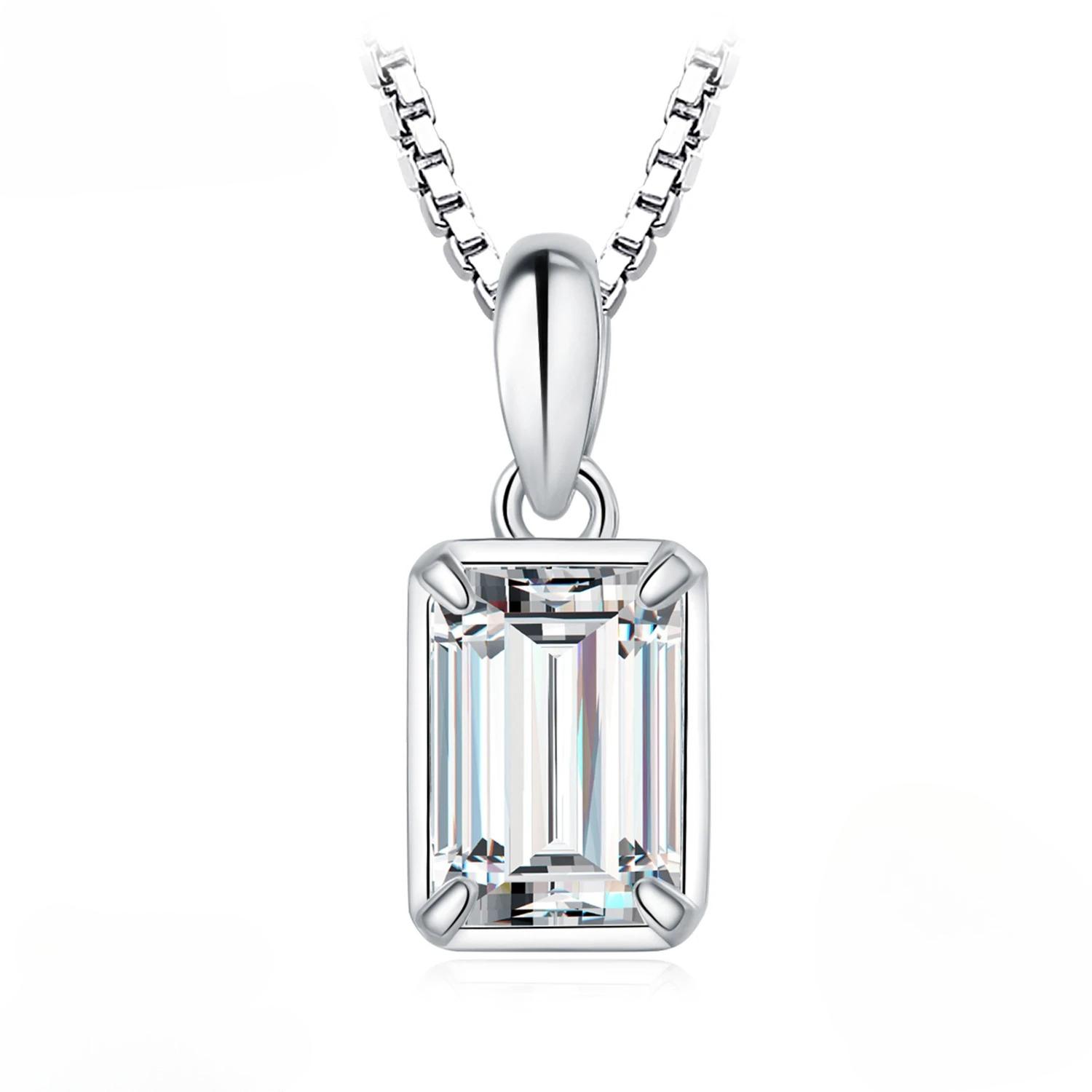 

JewelryPalace Moissanite D Color 1ct Emerald Cut 925 Sterling Silver Pendant Necklace for Woman No Chain Yellow Rose Gold Plated