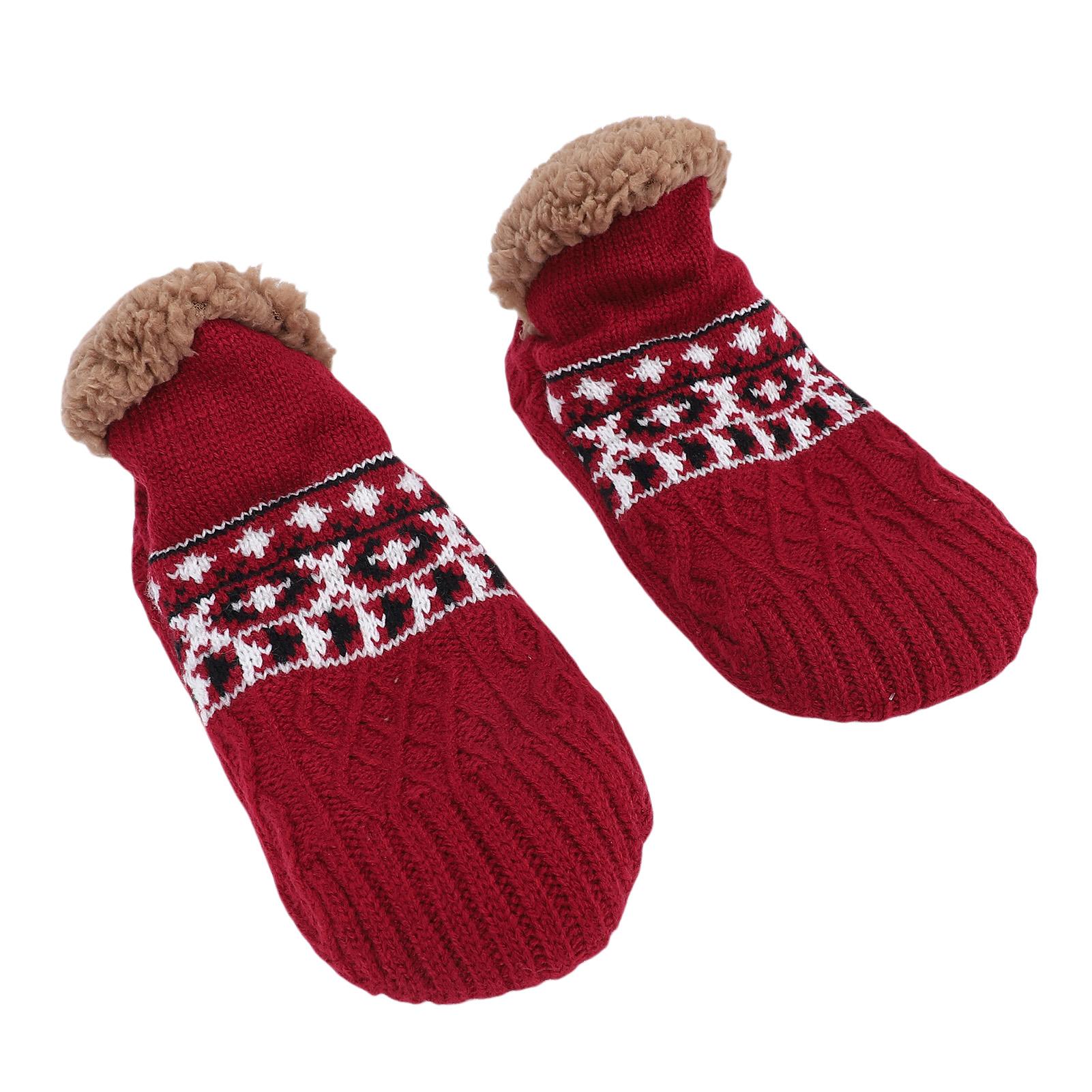 

2 Pcs Fuzzy Socks with Grip Non Slip Soft Fleece Lined Home Slipper Socks for Indoor Floor Red M 35-39