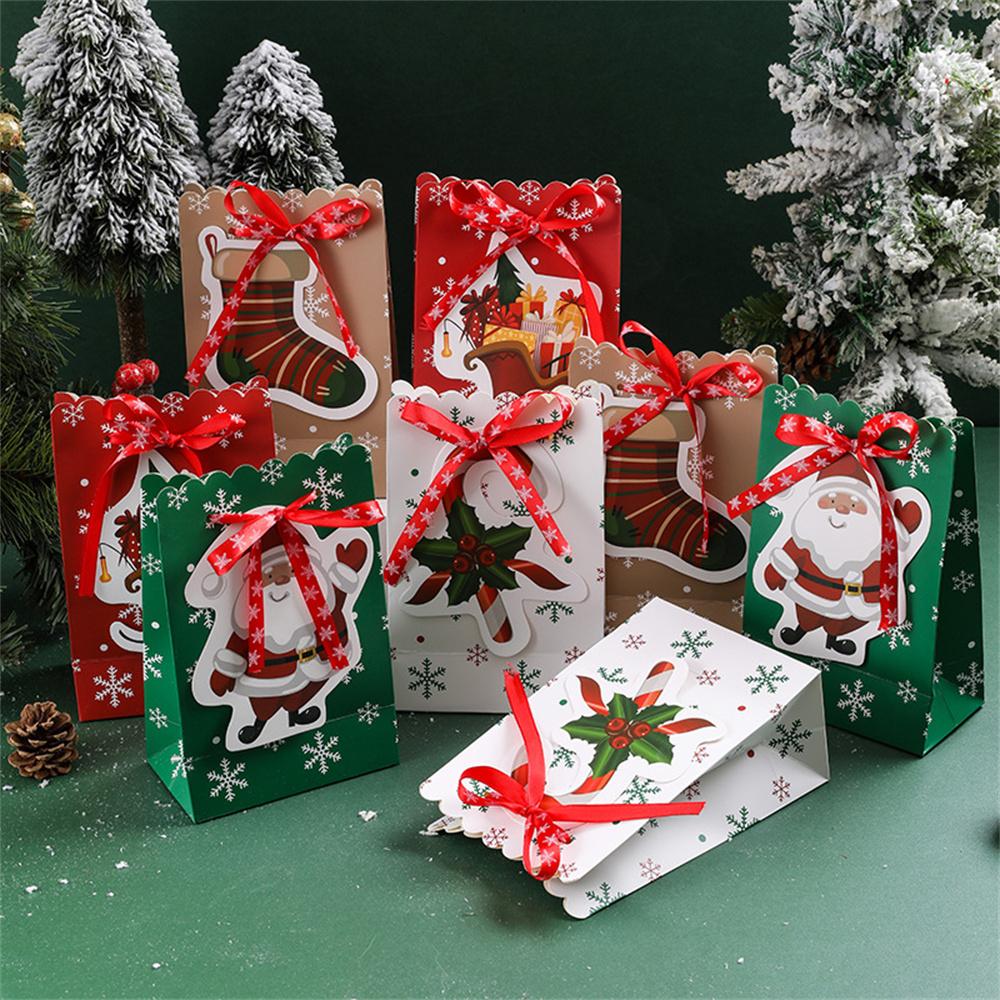 Creative Bow Snowflake Gift Bag Small Size Lovely Christmas Gift Bag Christmas Gift Bag Ribbon Handle For Festive Decorations