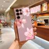 Luxury Plating Phone Case For Samsung Galaxy Note 10 20 Lite S24 S23 S22 S21 S20 Ultra FE Plus 5G Pink Lotus Silicone Soft Cover