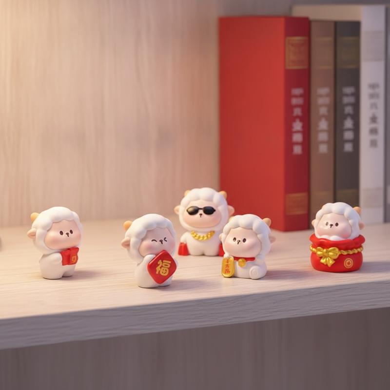 Cute 2027 Year Of The Sheep Resin Figurines With Lucky Design Perfect For Chinese New Year Home Desktop Decor Gifts