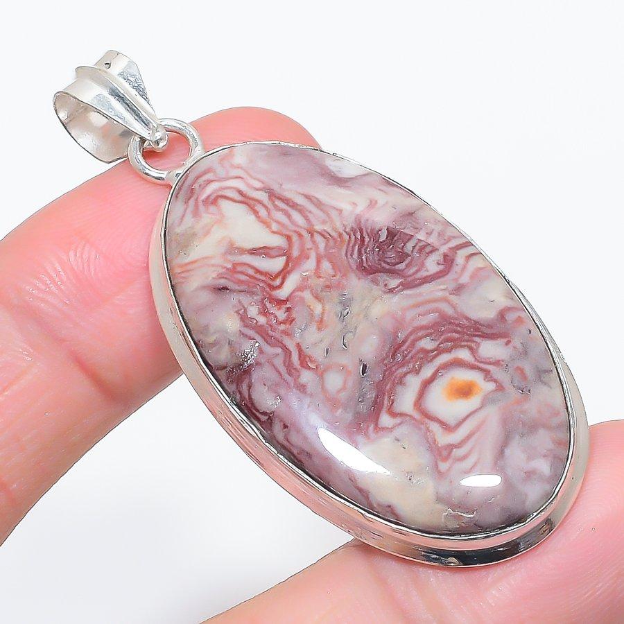 Natural Dolomite Gemstone 925 Sterling Silver Jewelry Pendant 2.32" t6T37