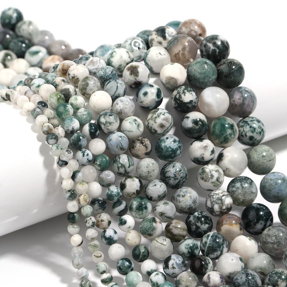 4 6 8 10 12mm Natural Tree Agate Stone Beads Round Loose Gemstone Beads For Jewelry Making DIY Bracelets Necklace Accessories