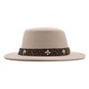 New big-brimmed top hat men's and women's retro British flat-top flat-brimmed woolen hat sun hat