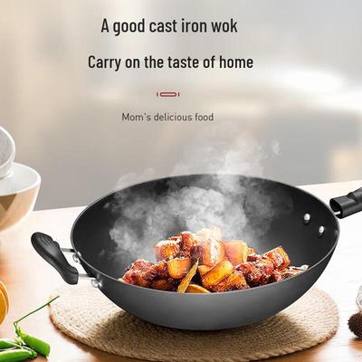 Supor 32cm Non-Coating Cast Iron Wok with Auxiliary Handle