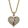 Explosive Hip Hop Heartbreak Shape Pendant with Copper Inlaid Zircon for Men and Women Couple Street Style Necklace Jewelry