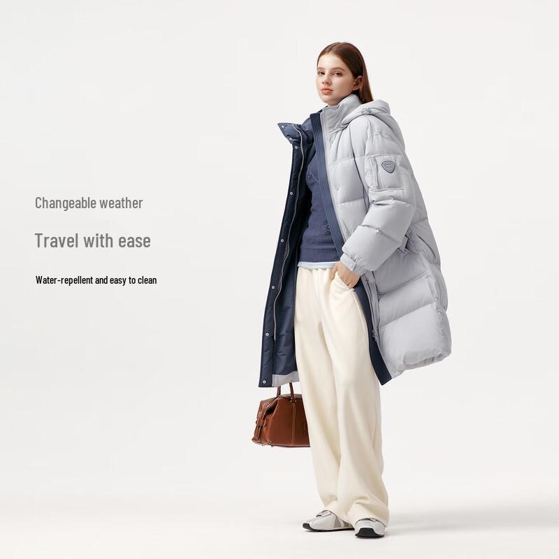 Tanboer Women's Mid-Length Down Jacket with Detachable Hood