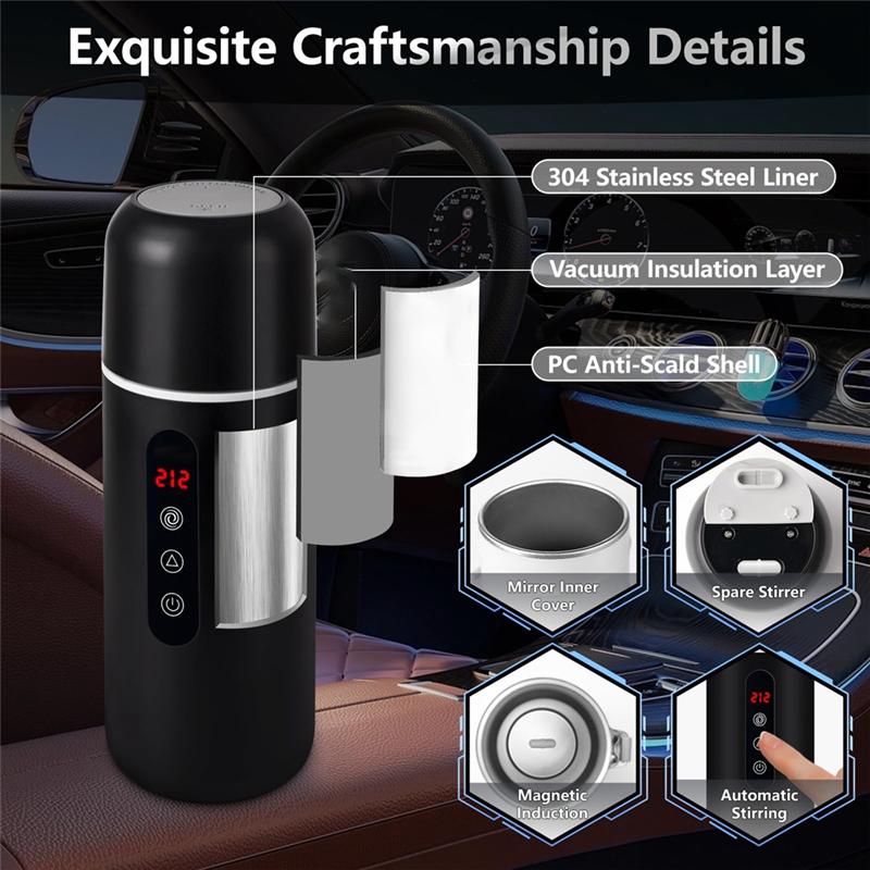 

B69A Portable Electric Travel Kettle Portable Water Cup With Heating Function Built-In Magnetic Induction Stirring