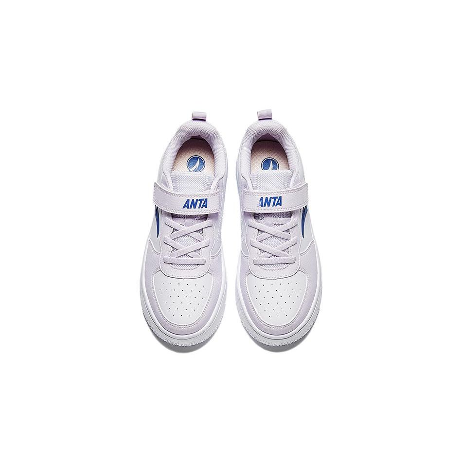 Anta Comfortable Versatile Anti-Kick Anti-Slip Shock Absorbing Low-Top Kids Skate Shoes Kids Sneakers White Sea-Mist-Blue A332338063-5