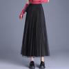 Elegant High Waist Pleated Silk Mesh Skirt – Double-Sided Versatile Fashion Skirt for Women
