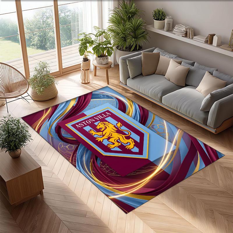 Tappeto in Velluto di Cristallo con Stampa Calcio Aston Villa, Comodo Assorbente d'Acqua Antiscivolo Tappeto per Pavimenti Interni