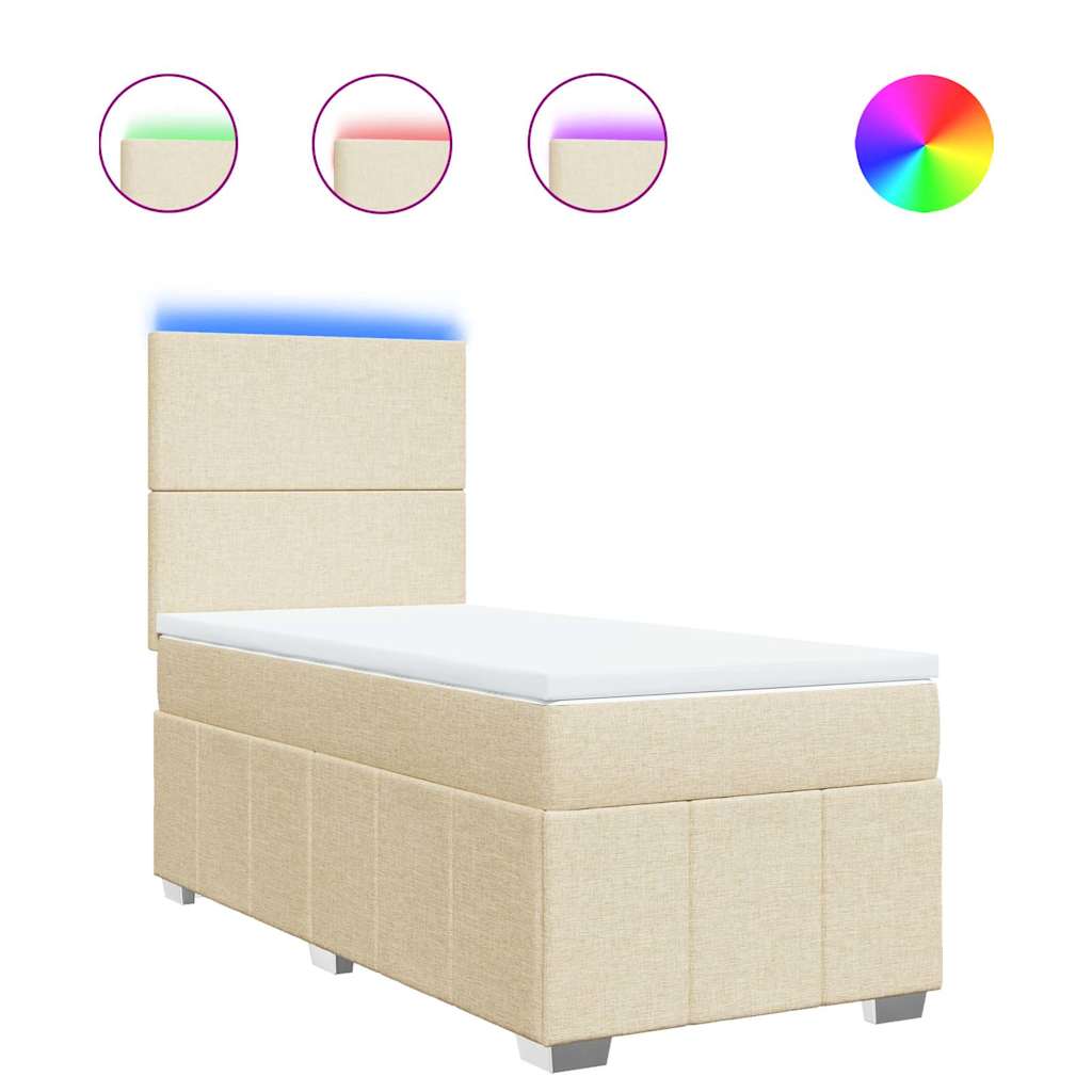 Vidaxl Continental Bed With Mattress, Cream, Fabric, 80X200 Cm