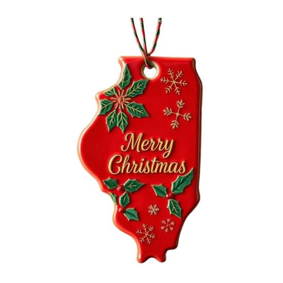 State Pride Christmas Ornaments Acrylic State Shaped Xmas Tree Hanging Decoration