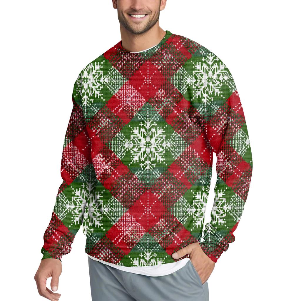 Men's Casual Fashion Printed Round Neck Pullover Sweatshirt