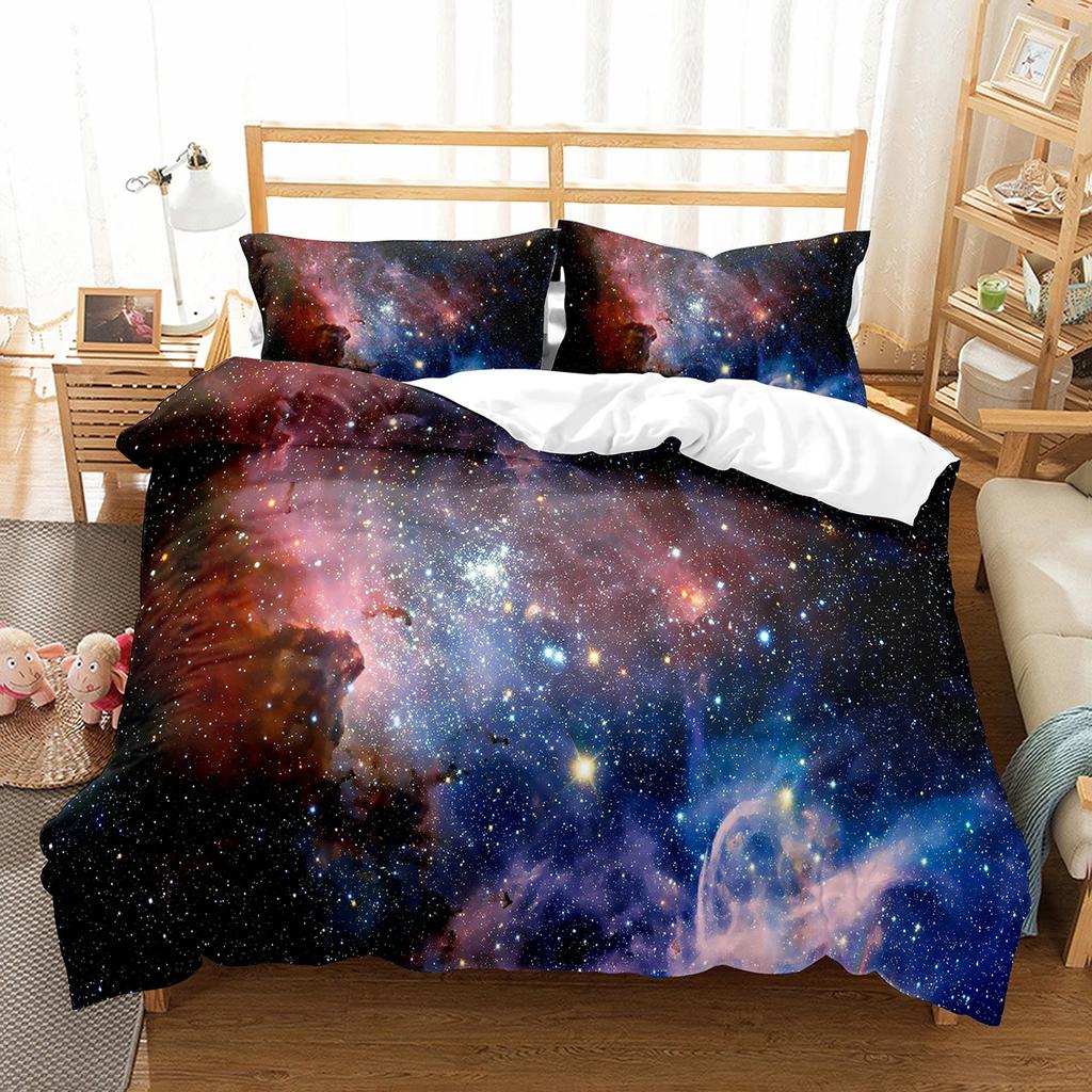 Galaxy Duvet Cover Set Starry Sky Comforter Cover Universer Outer Space Theme Bedding Set Single Twin Queen Size For Teens Boys