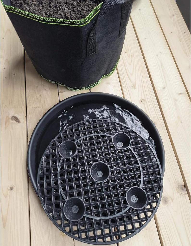 Stand,4-Pack 14 Inch, Elevated Plant Saucer Self-Watering Fabric Pot Base,