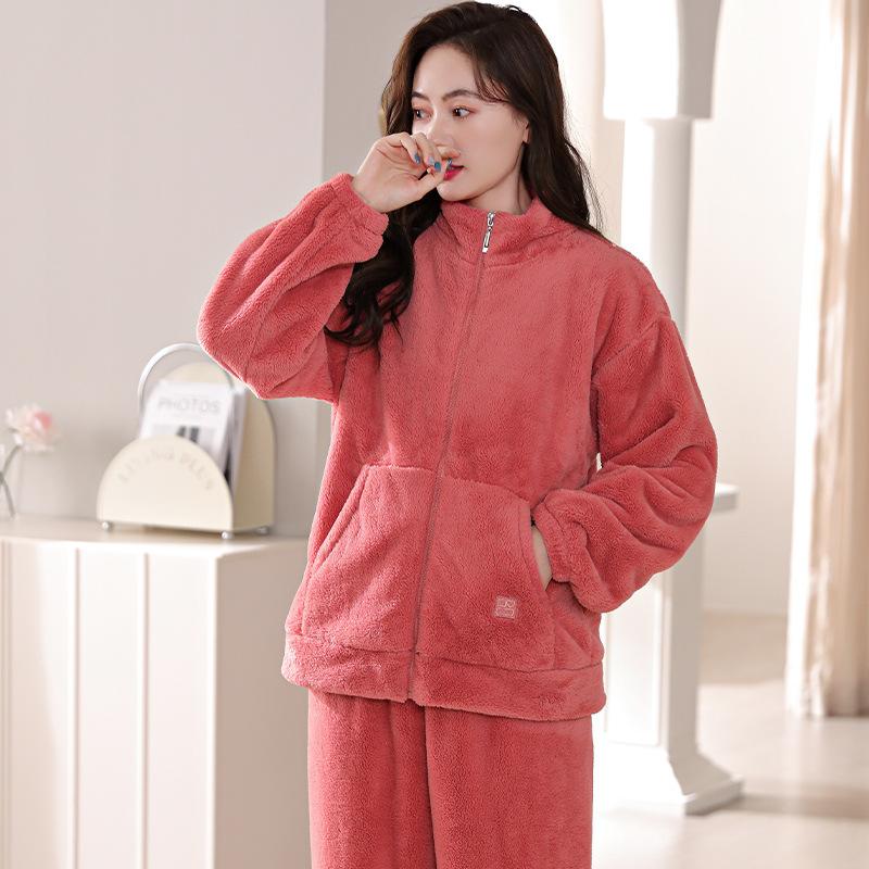 Pajamas Women'S Winter Coral Fleece Thickened Fleece Warm Women'S Autumn And Winter Flannel Large Size Winter Casual Loungewear