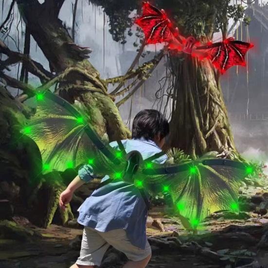 Electric Light Up Flapping Butterfly Wings for Kids LED Glowing Angel Fairy Costume with Music Halloween Christmas Party Prop