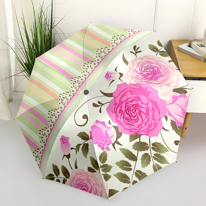 

1pc Floral Automatic Open/close Folding Umbrella, Compact Portable Travel Umbrella, Durable Construction yy251230094