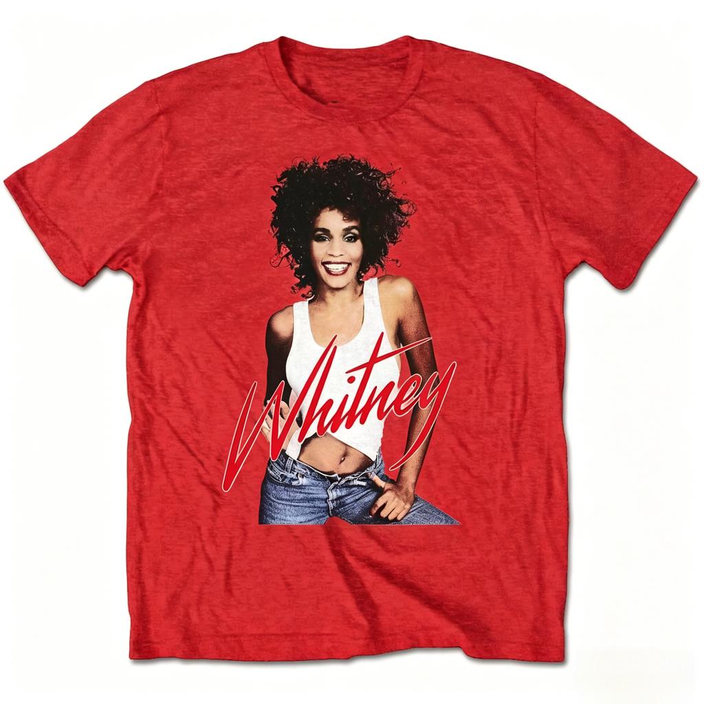 Whitney Houston Classic Portrait Print summer 100 Cotton TShirt Pop RB Streetwear Unisex Crew Neck Short Slee