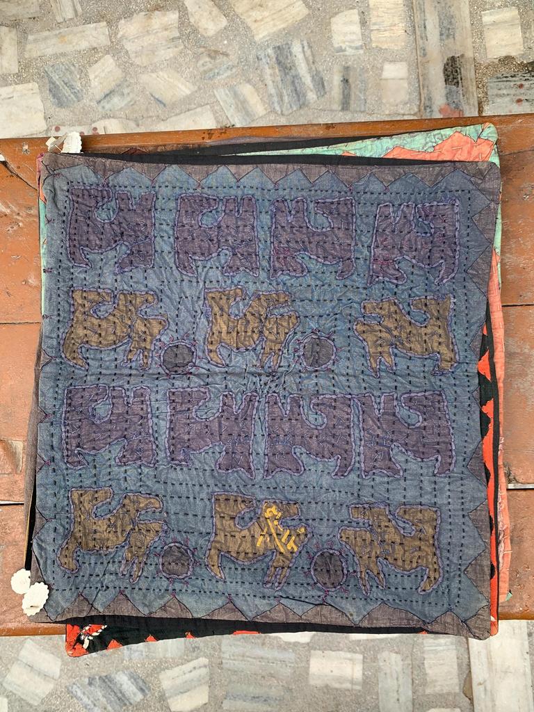 Hand Embroidered Cotton Pillow Cover: Bohemian Decorative Cushion 40