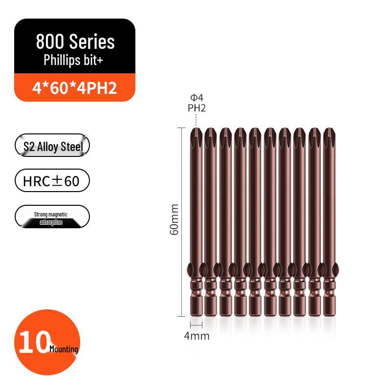 800-Character Electric Screwdriver Set, 4mm Diameter, Round Shank & Handle, Fine Head Bits PH0 PH1