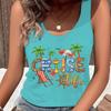 Vintage Cruise Life Vacation Graphic Tank Tops For Women Summer Beach Print Tee Sleeveless Vest Tropical Beach Vacation Vest