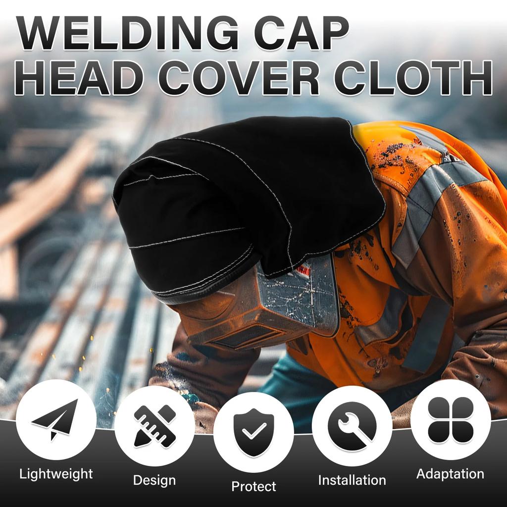 Welding Helmet Cover Fireproof Full Protective Cotton Fabric Welding Worker Helmet Extended head Cover Fireproof Welding Cap