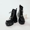 Punk Style Women Boots Lace-up Heel Height Platform Shoes Woman Gothic Ankle Rock Boots Metal Decor Man And Woman Sneakers