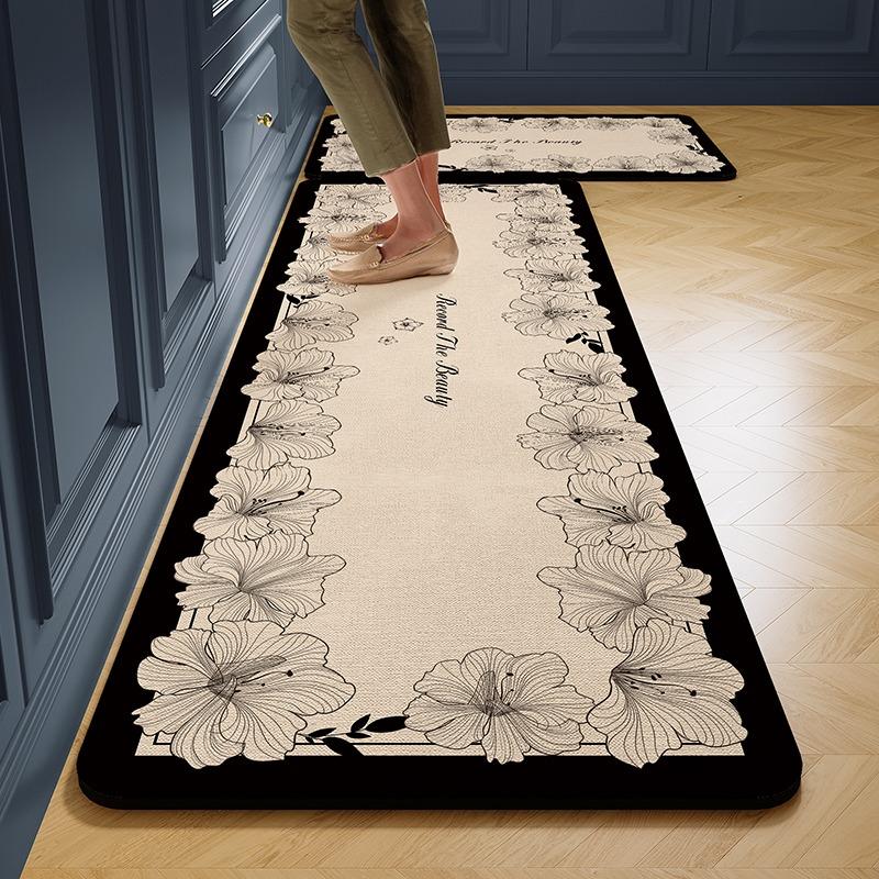 Carpet for Kitchen Floor Mat Pvc Leather Waterproof Non-slip Foot Mats Oil-proof Long Rug Spring Flower Home Decoration Rugs
