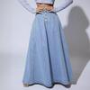 Spring Summer and Autumn Design Sense Single-breasted Denim Skirt Female Retro Western Style Big Swing A-line Skirt