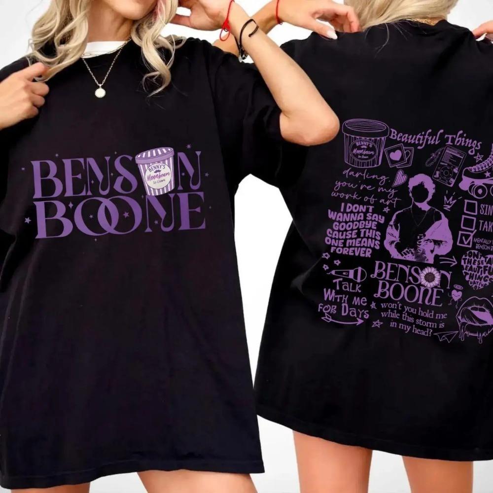 

Benson Boone Merch Graphic Print T-shirt Concert Tour Album Graphic Trendy Women Men Oversized T-shirt Concert Gift S